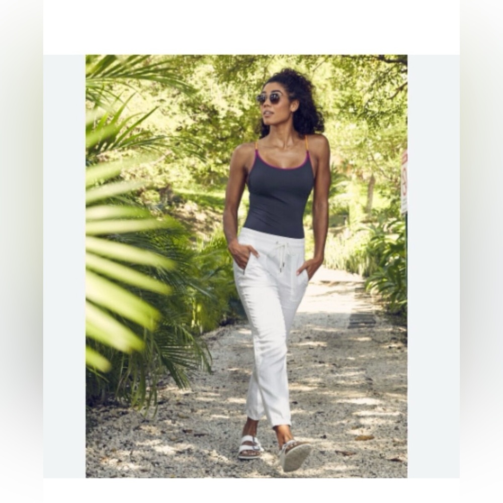 Athleta cabo linen Jogger Calla White Size 2 Tall